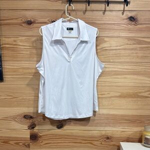 Women's White Sleeveless Collared Golf Shirt